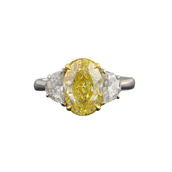 Fancy Light Yellow Oval Cut Diamond Ring in Platinum Perry's Diamonds & Estate Jewelry Charlotte, NC