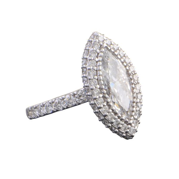 18k White Gold 2.0 Carat Marquise Cut Diamond Engagement Ring with Halo – D Color, SI1 Clarity Image 2 Perry's Diamonds & Estate Jewelry Charlotte, NC
