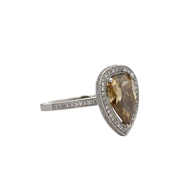 Platinum Pear-Shaped Fancy Color Diamond Halo Ring Image 2 Perry's Diamonds & Estate Jewelry Charlotte, NC