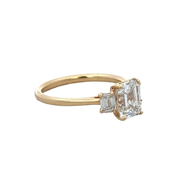 18k Yellow Gold Three-Stone Emerald-Cut Diamond Ring – GIA Certified, Size 6.5 Image 2 Perry's Diamonds & Estate Jewelry Charlotte, NC