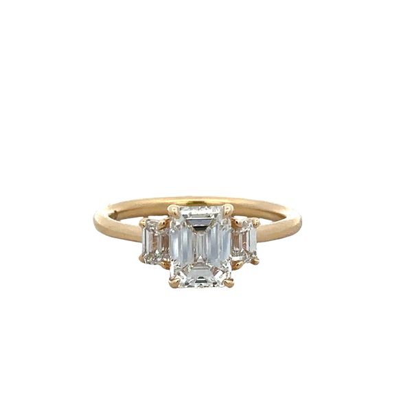 18k Yellow Gold Three-Stone Emerald-Cut Diamond Ring – GIA Certified, Size 6.5 Perry's Diamonds & Estate Jewelry Charlotte, NC
