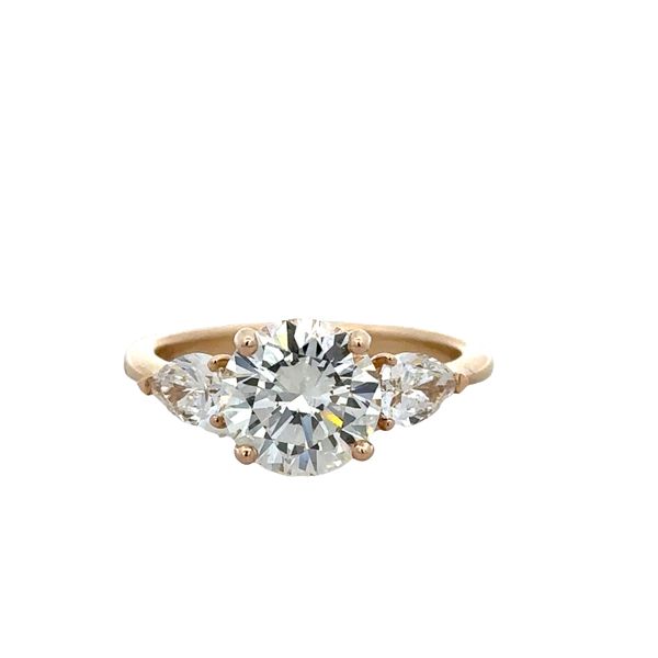 14k Yellow Gold 2.10ct Diamond Engagement Ring with Pear-Shaped Accents – Size 6.75 Perry's Diamonds & Estate Jewelry Charlotte, NC