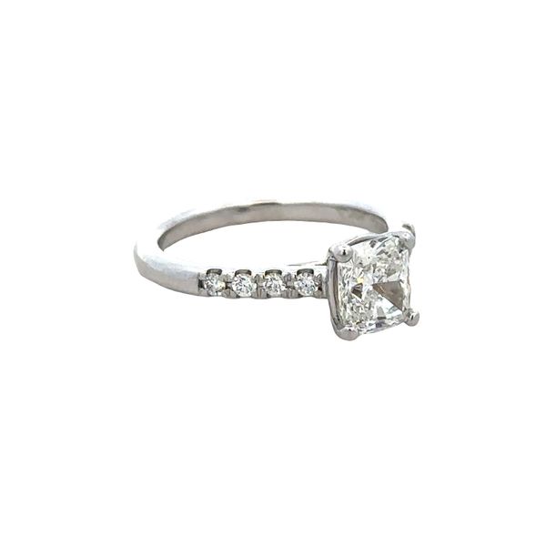 14k White Gold Cushion-Cut Diamond Engagement Ring – GIA Certified, Size 4.25 Image 2 Perry's Diamonds & Estate Jewelry Charlotte, NC