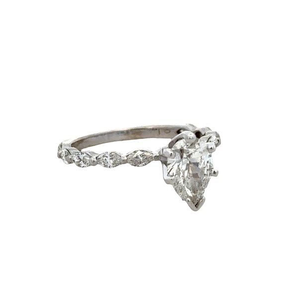 14k White Gold 1.01ct GIA Pear Shape Diamond Engagement Ring – Size 6 Image 3 Perry's Diamonds & Estate Jewelry Charlotte, NC