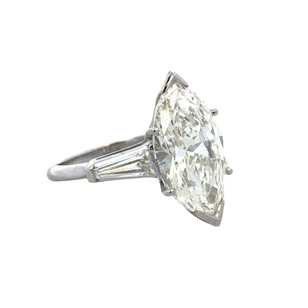 Platinum 6.16 Carat Marquise Cut Diamond Engagement Ring with Tapered Baguette Diamonds – Size 6 Image 2 Perry's Diamonds & Estate Jewelry Charlotte, NC