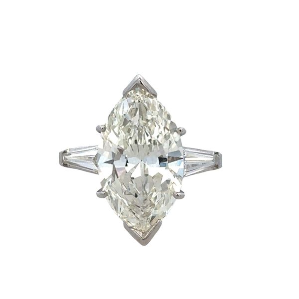 Platinum 6.16 Carat Marquise Cut Diamond Engagement Ring with Tapered Baguette Diamonds – Size 6 Perry's Diamonds & Estate Jewelry Charlotte, NC
