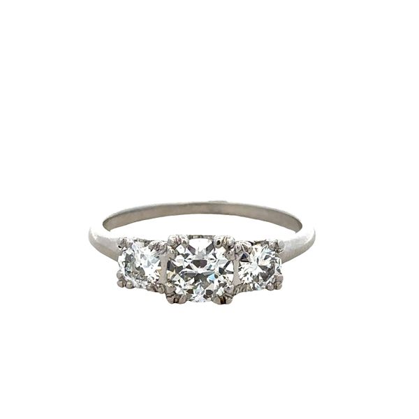 Vintage Mid-Century Platinum Three-Stone Old European Cut Diamond Engagement Ring – Size 8.5 Perry's Diamonds & Estate Jewelry Charlotte, NC