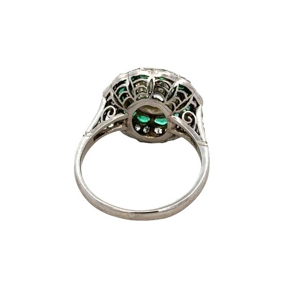 Platinum 2.01 Carat Old European Cut Diamond & Emerald Double Halo Ring – Size 7.5 Image 3 Perry's Diamonds & Estate Jewelry Charlotte, NC