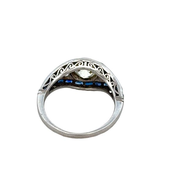 Vintage Art Deco Platinum Old European Cut Diamond & Sapphire Ring – Size 7.5 – Circa 1930s Image 3 Perry's Diamonds & Estate Jewelry Charlotte, NC