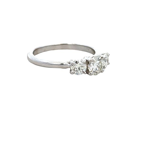 14k White Gold 1.05 CTW Three-Stone Diamond Ring – Size 6.75 Image 2 Perry's Diamonds & Estate Jewelry Charlotte, NC