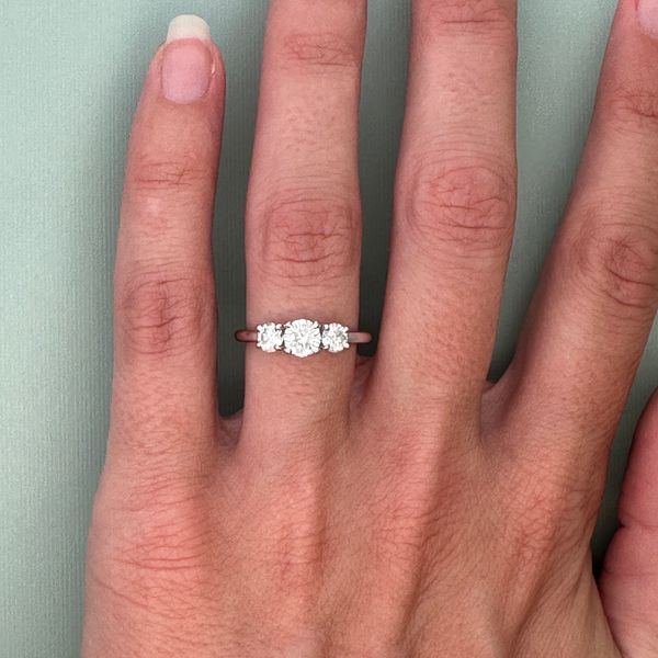 14k White Gold 1.05 CTW Three-Stone Diamond Ring – Size 6.75 Image 4 Perry's Diamonds & Estate Jewelry Charlotte, NC