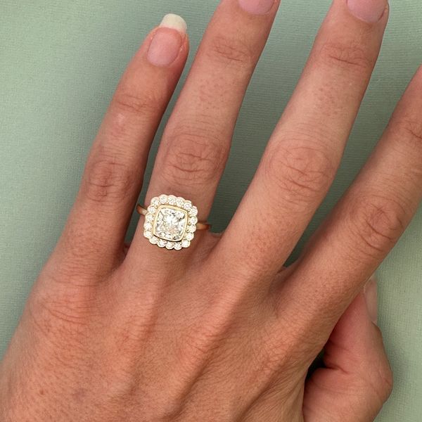 14k Yellow Gold GIA Cushion Cut Diamond Halo Ring – Size 6 Image 4 Perry's Diamonds & Estate Jewelry Charlotte, NC