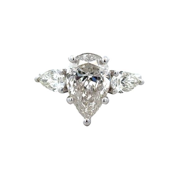 18k White Gold 3.86 CTW Pear Shaped Diamond Three-Stone Engagement Ring – Size 6.5 Perry's Diamonds & Estate Jewelry Charlotte, NC