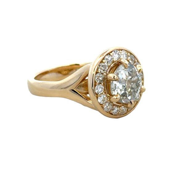 Newly Made 14k Yellow Gold 2.01 CT Old Mine Cut Diamond Halo Ring – Size 6.5 Image 2 Perry's Diamonds & Estate Jewelry Charlotte, NC
