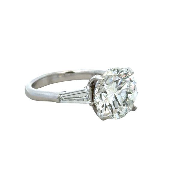 Platinum GIA 5.01 CT Round Brilliant Cut Diamond Three-Stone Engagement Ring – Size 6.25 Image 2 Perry's Diamonds & Estate Jewelry Charlotte, NC