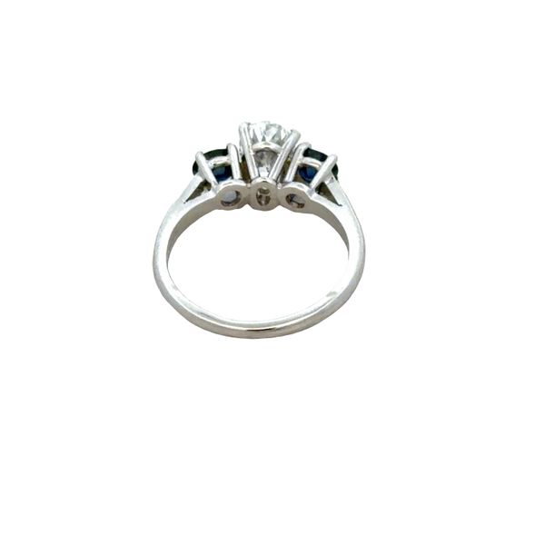 Platinum Oval Cut Diamond & Sapphire Three-Stone Engagement Ring – Size 5.75 Image 3 Perry's Diamonds & Estate Jewelry Charlotte, NC
