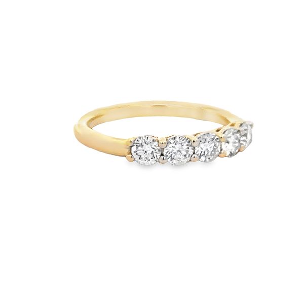 Five Diamond Wedding Band in Yellow Gold Image 2 Perry's Diamonds & Estate Jewelry Charlotte, NC
