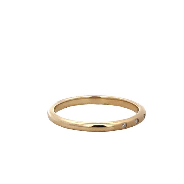 Brushed 14k Yellow Gold Band with Flush Set Round Brilliant Cut Diamonds – Size 6 Image 2 Perry's Diamonds & Estate Jewelry Charlotte, NC
