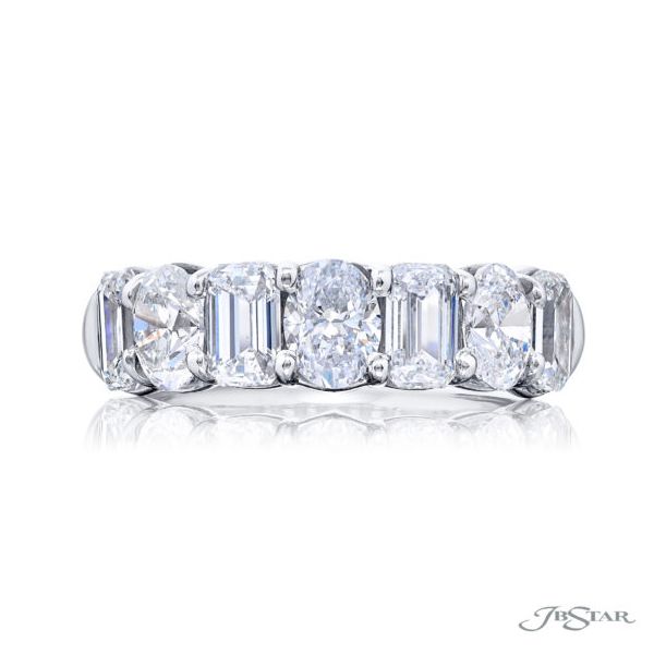 JB Star Platinum Emerald and Oval Cut Diamond Band Ring Perry's Diamonds & Estate Jewelry Charlotte, NC