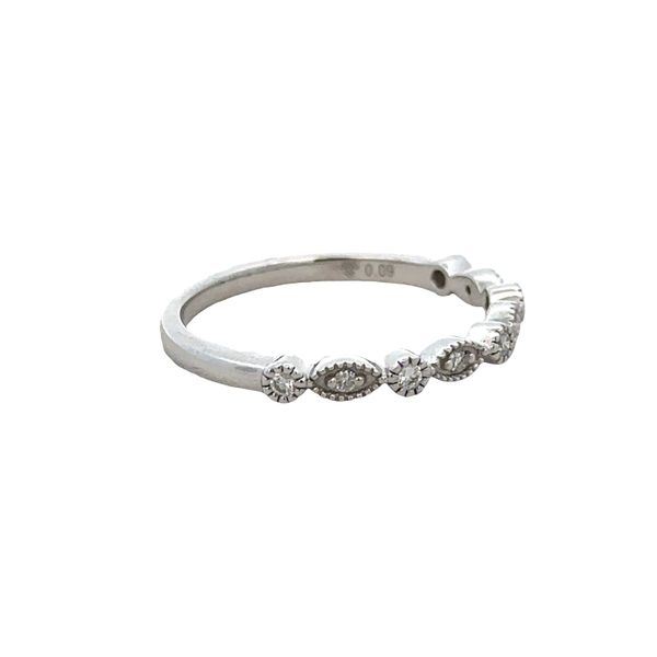 14k White Gold 0.10 Carat Diamond Milgrain Alternating Wedding Band – Size 6.25 Image 2 Perry's Diamonds & Estate Jewelry Charlotte, NC