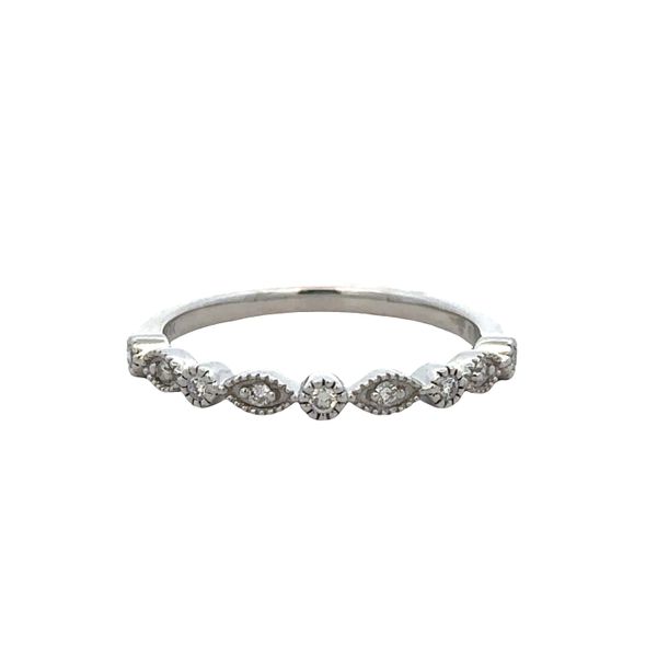 14k White Gold 0.10 Carat Diamond Milgrain Alternating Wedding Band – Size 6.25 Perry's Diamonds & Estate Jewelry Charlotte, NC