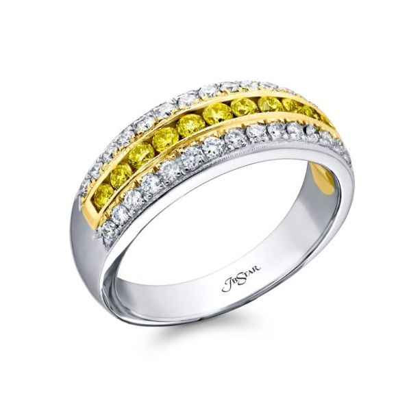 18k Yellow Gold & Platinum Fancy Yellow Diamond Band – Size 6.25 Image 2 Perry's Diamonds & Estate Jewelry Charlotte, NC