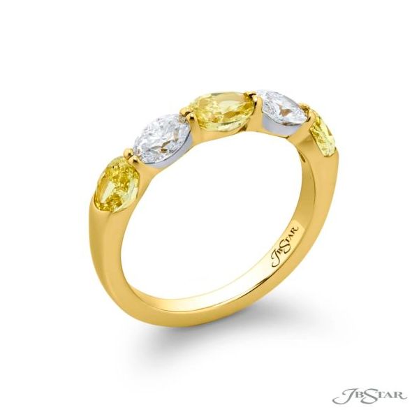JB Star Platinum & 18k Yellow Gold Fancy Yellow and White Diamond Band – Size 6.5 Image 2 Perry's Diamonds & Estate Jewelry Charlotte, NC