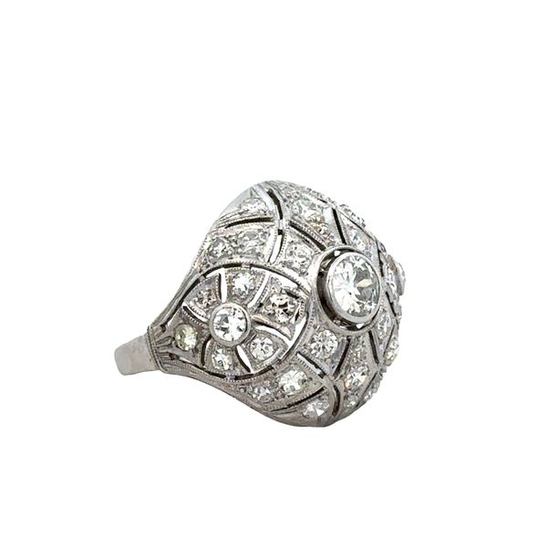 Antique Art Deco Platinum Domed Diamond Cocktail Ring – Size 7.5 Image 2 Perry's Diamonds & Estate Jewelry Charlotte, NC