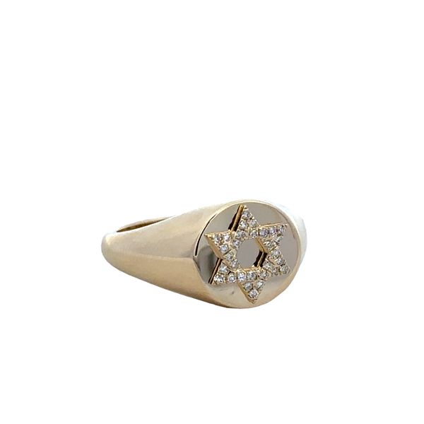 14k Yellow Gold Diamond Star of David Signet Ring – Size 7 Image 2 Perry's Diamonds & Estate Jewelry Charlotte, NC