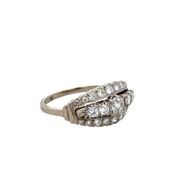 Vintage Platinum and 14k White Gold Diamond Three-Row Ring – Size 6.5 Image 2 Perry's Diamonds & Estate Jewelry Charlotte, NC