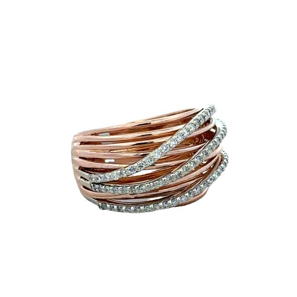 18k Rose & White Gold Multi-Row Diamond Ribbon Band – Size 7 Image 2 Perry's Diamonds & Estate Jewelry Charlotte, NC