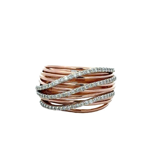 18k Rose & White Gold Multi-Row Diamond Ribbon Band – Size 7 Perry's Diamonds & Estate Jewelry Charlotte, NC