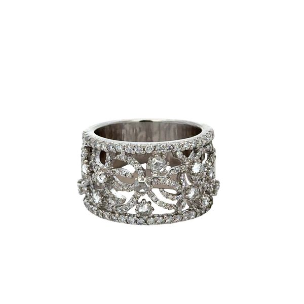 18k White Gold Openwork Rose-Cut & Round Diamond Band – Size 8 Perry's Diamonds & Estate Jewelry Charlotte, NC