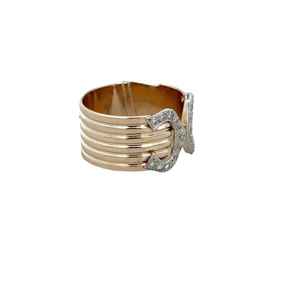 14k Yellow Gold Diamond Buckle Ring – Size 7 Image 2 Perry's Diamonds & Estate Jewelry Charlotte, NC