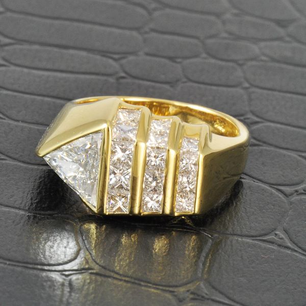 Contemporary Channel Set Diamond Ring in 18K Yellow Gold Perry's Diamonds & Estate Jewelry Charlotte, NC
