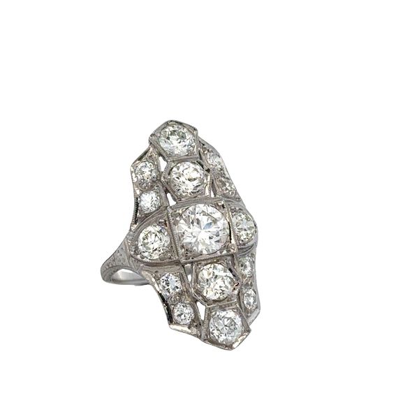 Antique Art Deco Platinum Old European Cut Diamond Cocktail Ring – Size 6.75 Perry's Diamonds & Estate Jewelry Charlotte, NC