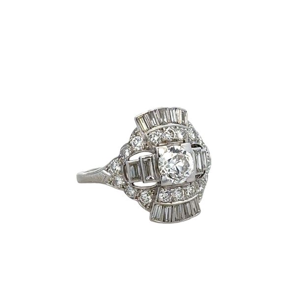 Platinum Art Deco Diamond Cocktail Ring – Size 6.75, Circa 1920s–30s Image 2 Perry's Diamonds & Estate Jewelry Charlotte, NC