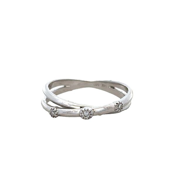 14k White Gold Diamond Crossover Band Ring – Size 7.25 Perry's Diamonds & Estate Jewelry Charlotte, NC