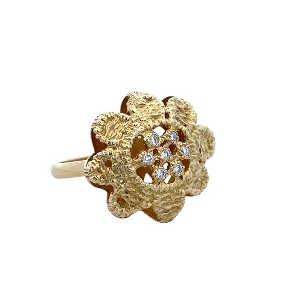 Vintage 18k Yellow Gold Diamond Flower Ring – Size 5.5 Image 2 Perry's Diamonds & Estate Jewelry Charlotte, NC