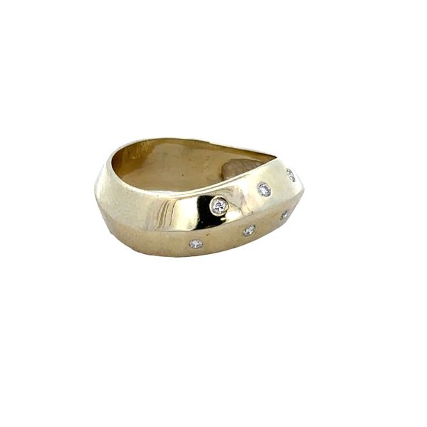 14k Yellow Gold Diamond Knife-Edge Wide Band Ring – Size 5.75 Image 3 Perry's Diamonds & Estate Jewelry Charlotte, NC