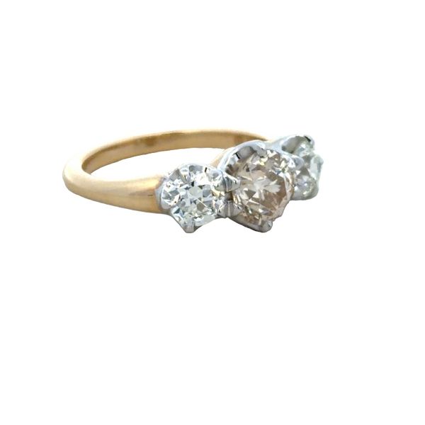 Vintage-Inspired 14k Yellow & White Gold Old European-Cut Diamond Three-Stone Ring – Size 6.25 Image 2 Perry's Diamonds & Estate Jewelry Charlotte, NC