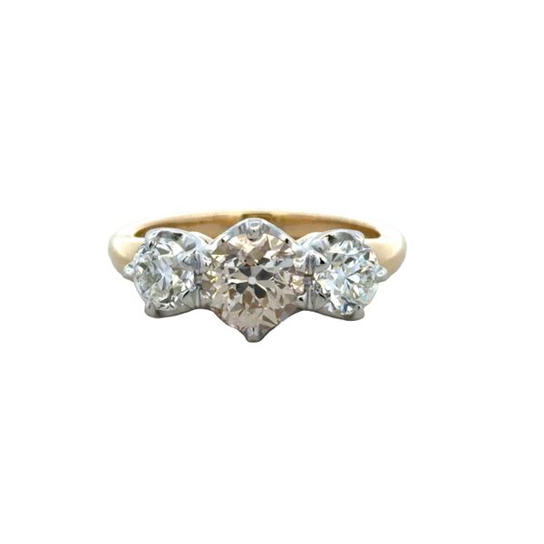 Vintage-Inspired 14k Yellow & White Gold Old European-Cut Diamond Three-Stone Ring – Size 6.25 Perry's Diamonds & Estate Jewelry Charlotte, NC