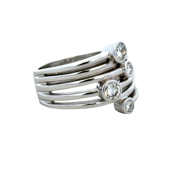 14k White Gold Multi-Row Bezel-Set Diamond Band – Size 9.5 Image 2 Perry's Diamonds & Estate Jewelry Charlotte, NC