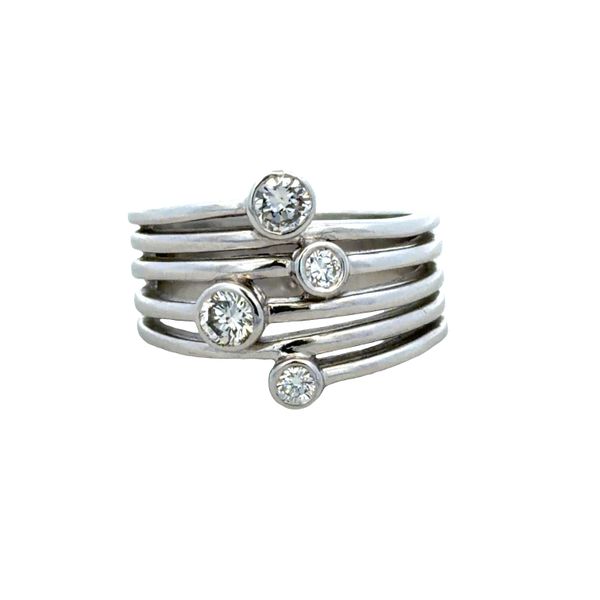 14k White Gold Multi-Row Bezel-Set Diamond Band – Size 9.5 Perry's Diamonds & Estate Jewelry Charlotte, NC
