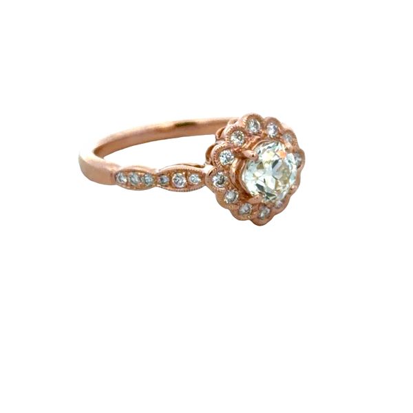 18k Rose Gold Old European Cut Diamond Scalloped Halo Engagement Ring – Size 6.5 Image 2 Perry's Diamonds & Estate Jewelry Charlotte, NC