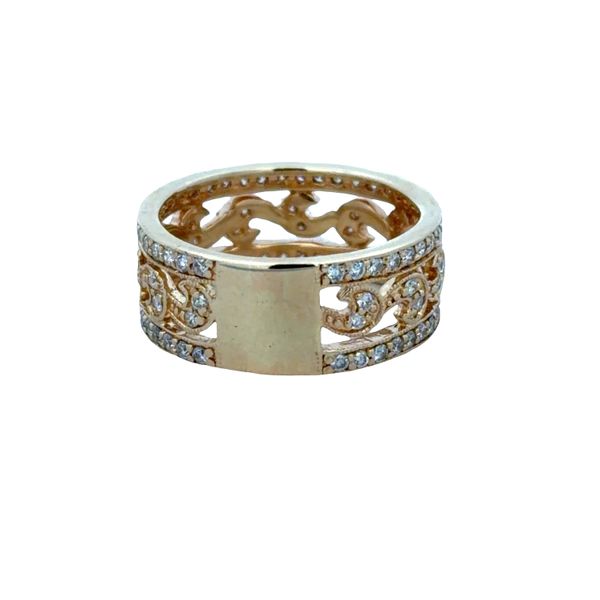 Estate Gabriel & Co. 14k Yellow Gold Diamond Openwork Foliate Band – Size 6 Image 2 Perry's Diamonds & Estate Jewelry Charlotte, NC
