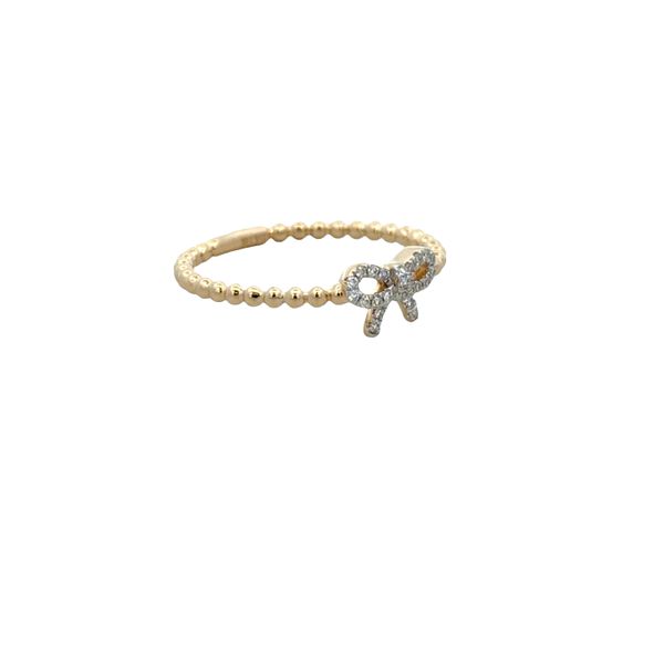 14k Yellow Gold Diamond Bow Beaded Ring – Size 7 Image 2 Perry's Diamonds & Estate Jewelry Charlotte, NC