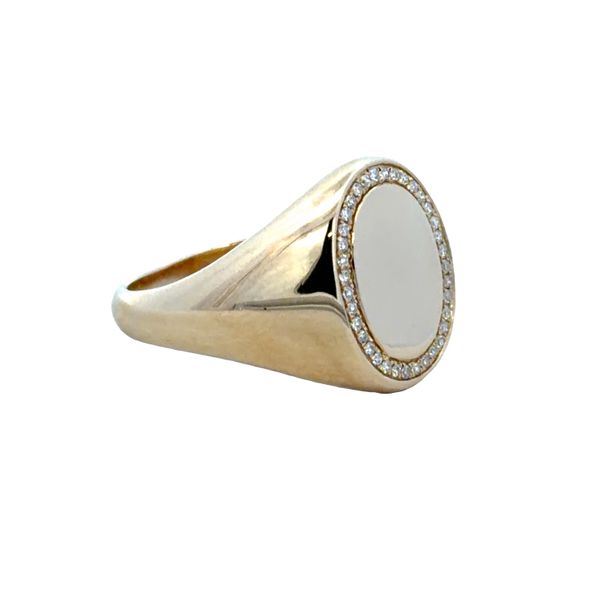 14k Yellow Gold Diamond-Framed Oval Signet Ring – Size 6.5 Image 2 Perry's Diamonds & Estate Jewelry Charlotte, NC