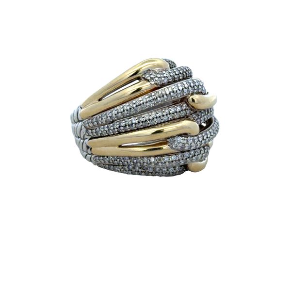 Sterling Silver & 18k Yellow Gold Woven Diamond Domed Statement Ring – Size 8 Image 2 Perry's Diamonds & Estate Jewelry Charlotte, NC