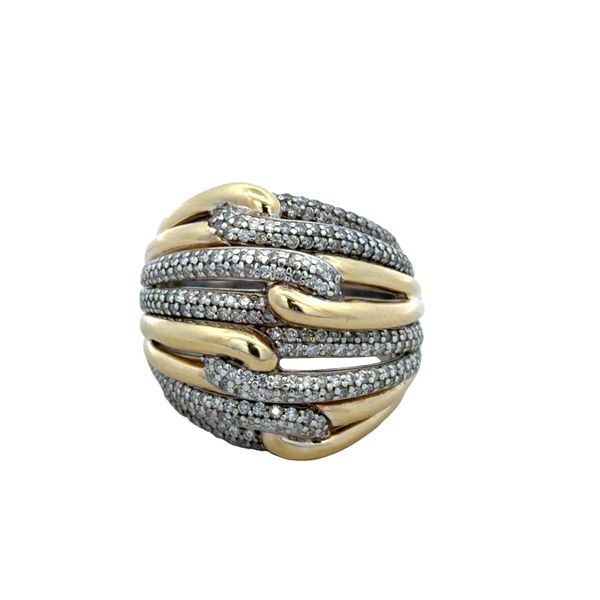 Sterling Silver & 18k Yellow Gold Woven Diamond Domed Statement Ring – Size 8 Perry's Diamonds & Estate Jewelry Charlotte, NC